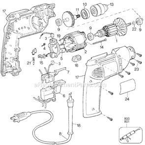 Page A Diagram and Parts List for 1167 Type 1 Black and Decker Electric Drill